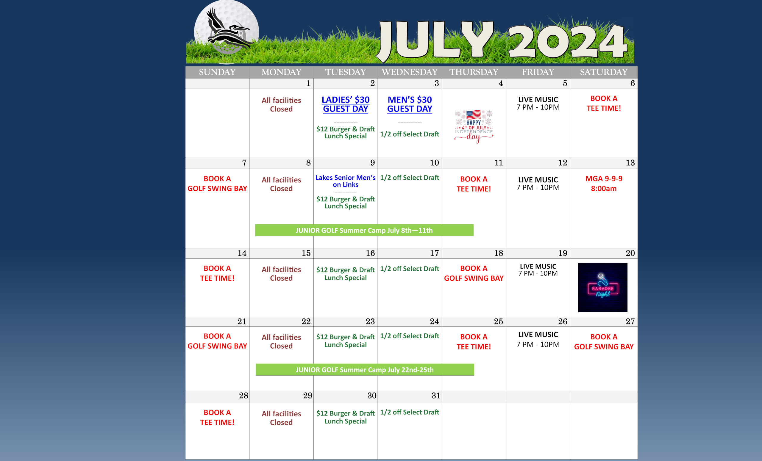 Pelican Point Golf & Country Club | Calendar Of Events - (July 2024) Pelican Point Golf & Country Club Calendar Of Events – (July 2024) PPG&CC (July 2024) Calendar Of Events